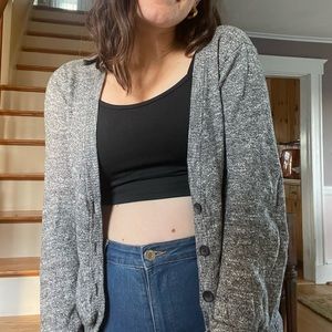 Heather grey lightweight cardigan with elbow detail